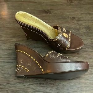 BCBG Brown Wedges Sandals 9.5